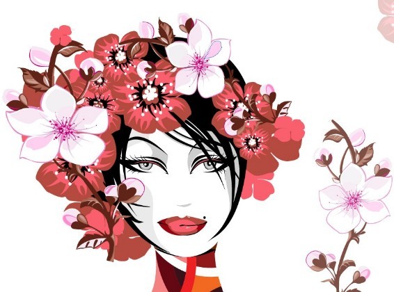 Creative Flower Woman Head Illustration Vector 01