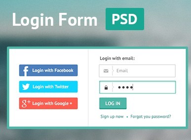 Flat Green Border Login Form PSD