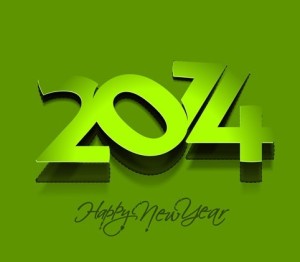 Green 2014 Happy New Year Background Vector