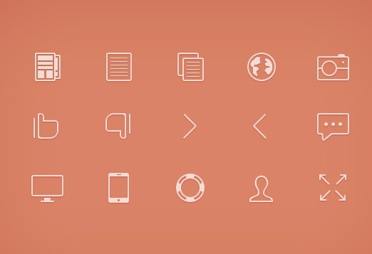 15+ Thin Line Icons PSD