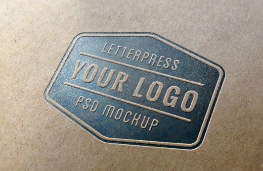 Letterpress Logo Mockup PSD