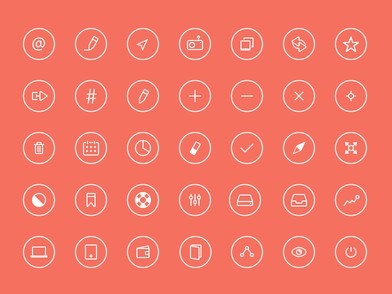 Round Thin Line Icons Pack PSD