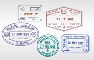 Set of Various Passport Visa Stamps Vector 03