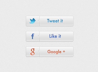 3 Clean Social Share Buttons PSD