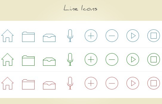 8 Thin Line Icons PSD