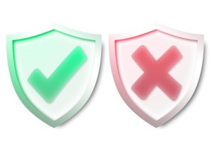 Green Security and Red Warning Shields PSD