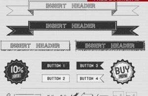 Hand Drawn Black and White UI Kit PSD