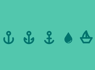 5 Flat Ocean Icons Vector PSD