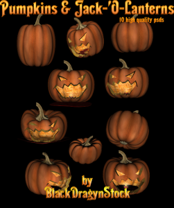 Halloween Pumpkin and Jack-O-Lanterns Design PSD