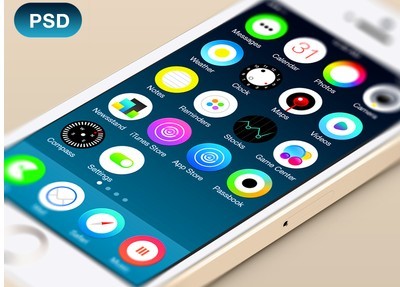 Clean Circle Style iOS 7 Concept PSD