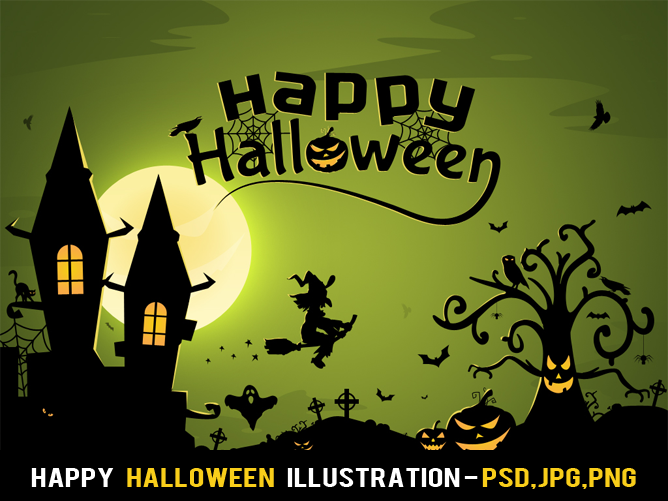 Happy Halloween Illustration Vector PSD