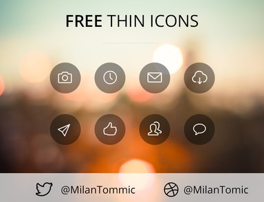 Simple Thin Line Icons with Round Backgrounds PSD