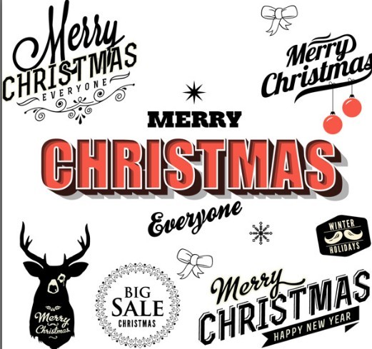 Merry Christmas & Happy New Year Text Styles Vector 01