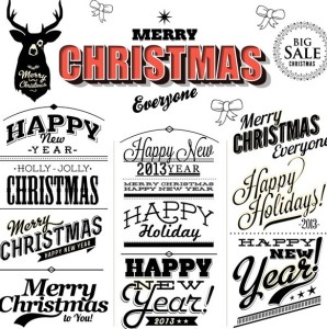 Merry Christmas & Happy New Year Text Styles Vector 02