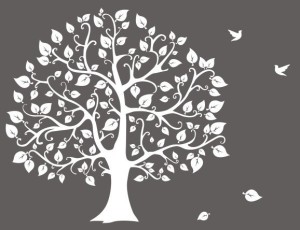 Hand Drawn Big Tree and Birds Illustration Vector