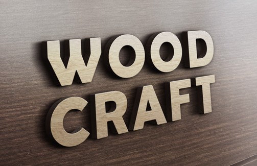 3D Wood Logo Mockup PSD