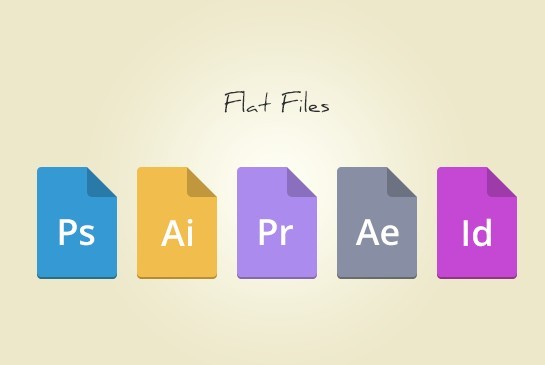 5 Flat Adobe File Type Icons PSD