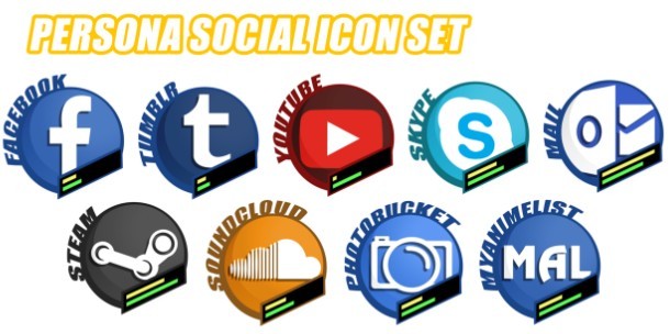 Persona Social Icon Set (5 PSDs Included)