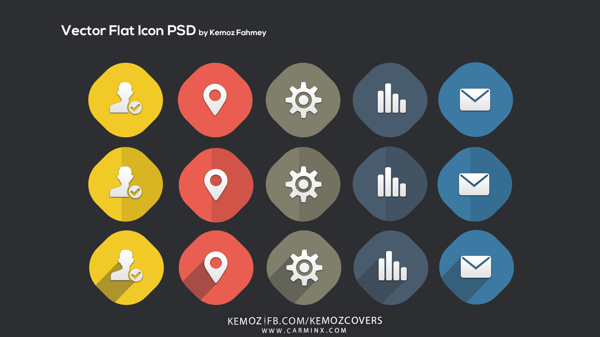 5 Flat Icons (3 Versions PSD)