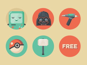 Flat Geek Icon Set Vector