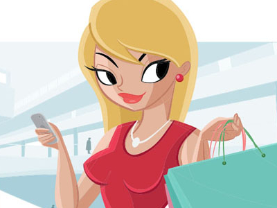 Woman On Shopping Vector Illustration