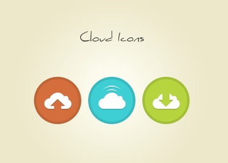 3 Round Cloud Icons PSD