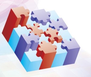 3D Colored Puzzles Background Vector