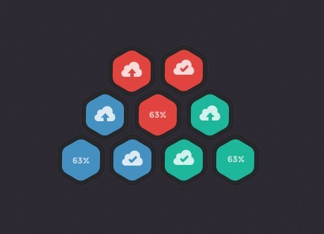 Flat Hexagonal Cloud Upload Icons PSD