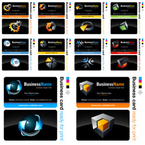 Set Of Black HI-Tech Business Card Design Templates Vector