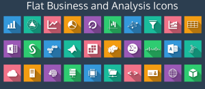 Flat Business and Analysis Icons PSD