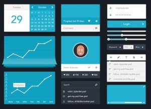 Minimalisti Flat Blue UI Kit PSD