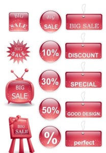 Set Of Red Sale & Discount Labels For Holiday Vector