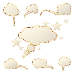 Set Of Yellow Clouds with Gold Borders Vector