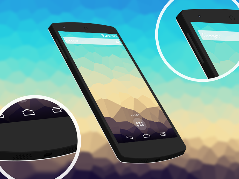 Flat Nexus 5 3D Mockup PSD