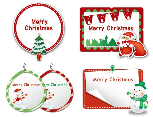 Set of Lovely Merry Christmas Labels Vector 02