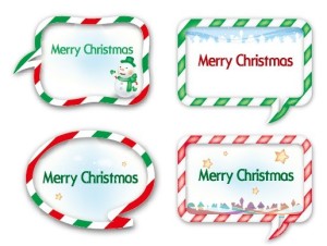 Set of Merry Christmas Styled Speech Bubbles Vector