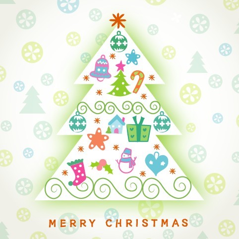 Cute Cartoon Christmas Tree Vector