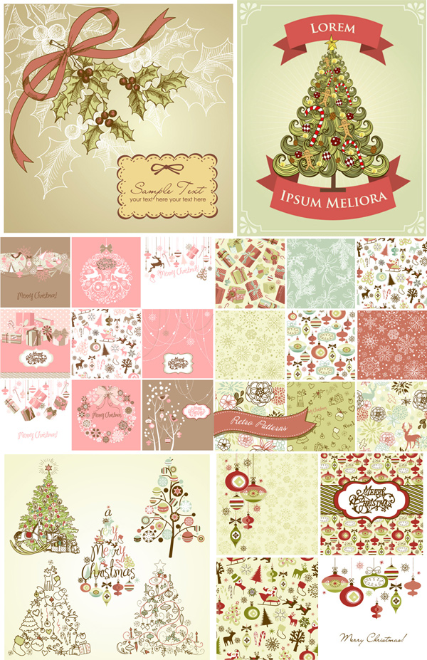 Lovely Merry Christmas Design Elements Vector