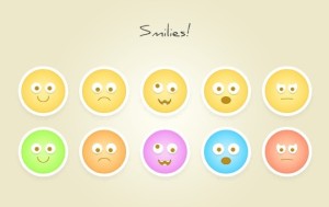 10 Round Flat Emotion Icons PSD