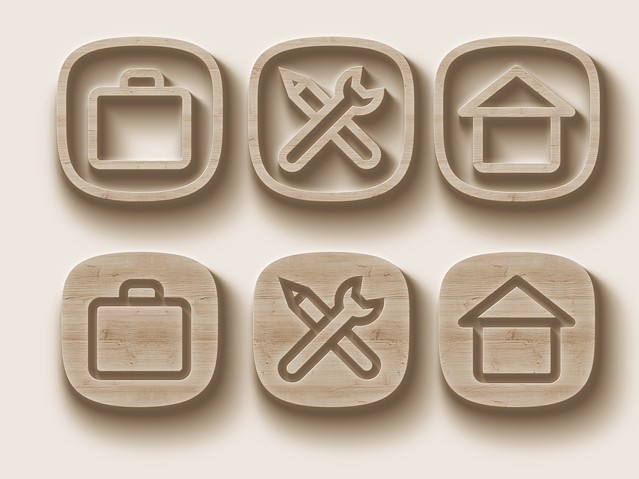 6 Realistic Wood Icons Vector