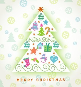 Cute Cartoon Christmas Tree Illustration Vector 01