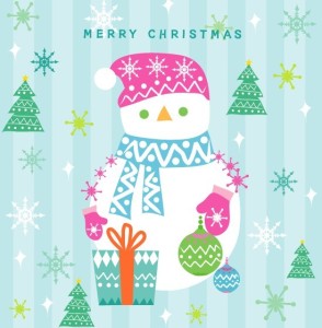 Cute Cartoon Merry Christmas Snowman Illustration Vector 01