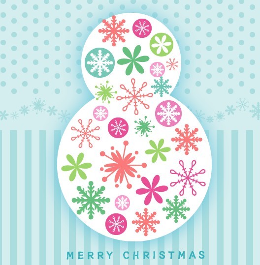 Cute Cartoon Merry Christmas Snowman Illustration Vector 02