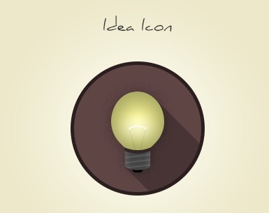 Flat Long Shadow Idea Bulb Icon PSD