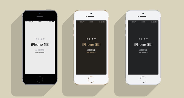 Flat Long Shadow iPhone 5S Mockups PSD