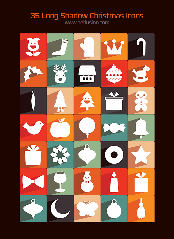 35 Long Shadow Christmas Icons