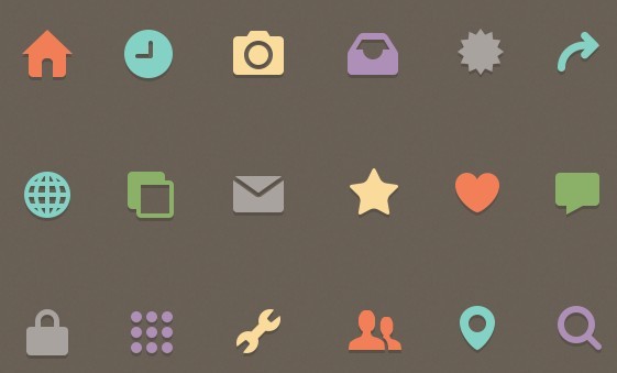 18 Lovely Multi-color Icons PSD