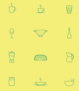 In The Kitchen Icon Set Vector