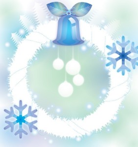 White Snow-covered Garland with Baubles Vector Illustration