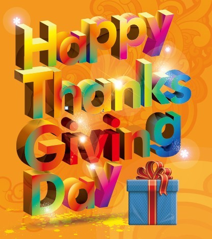 3D Happy Thanksgiving Day Text Design Vector